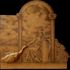 Leda e il cigno. Terracotta e matita, terracotta patinata