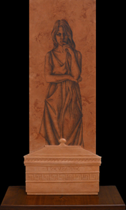 Pandora. Matita su terracotta, terracotta patinata