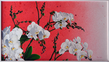 Orchidee bianche. Olio e acrilico su tavola