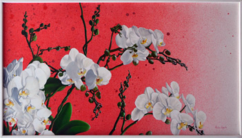 Orchidee bianche. Olio e acrilico su tavola