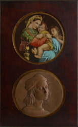 Omaggio a Raffaello; olio su tavola, terracotta, legno