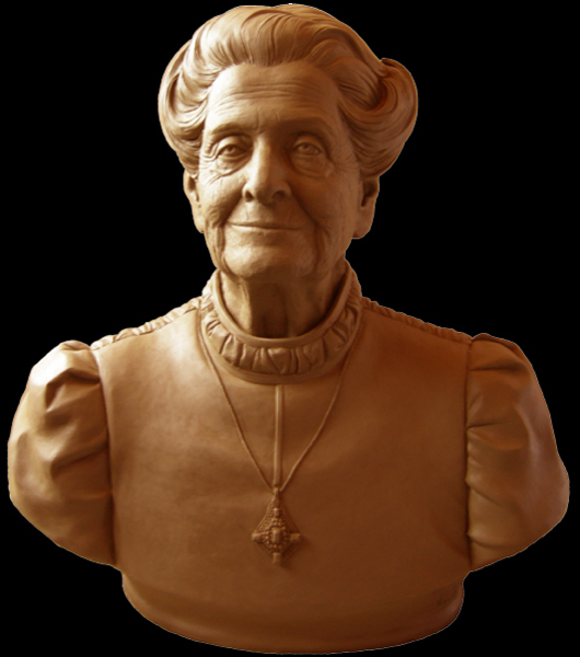 Rita Levi Montalcini; terracotta patinata