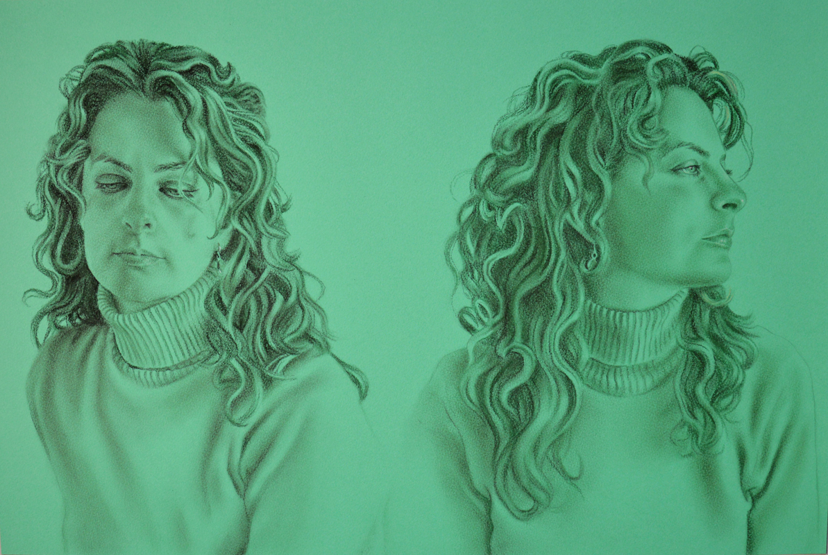 Double Self-portrait. Oil painting on paper